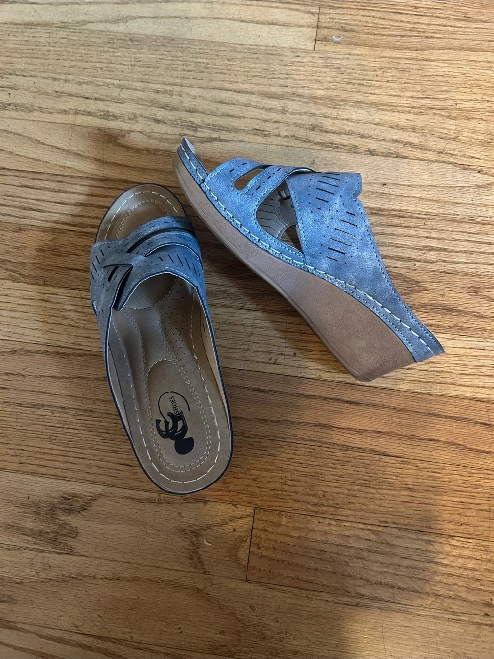 CG blue wedge slip on sandals size 7.5